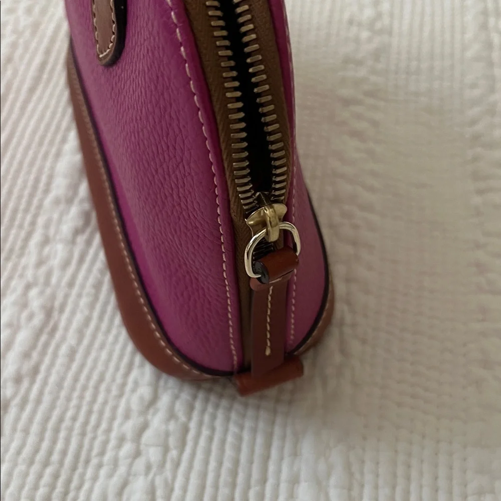 Dooney & Bourke Fuchsia and Brown Satchel - Picture 7 of 9